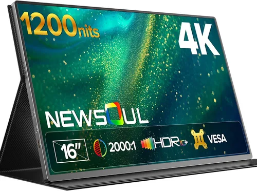 Miniatura 13 de Newsoul Monitor portátil de 15.6 pulgadas, monitor de viaje ultra delgado 108% sRGB 2000:1 contraste USB C Mini HDMI Plug & Play Monitor IPS