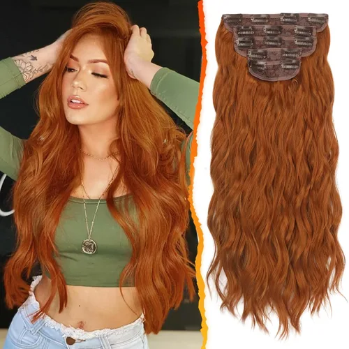 Miniatura 35 de BARSDAR Extensiones de cabello ondulado con clip, color marrón chocolate oscuro, extensiones de cabello con clip de 20 pulgadas para mujer, 5 piezas