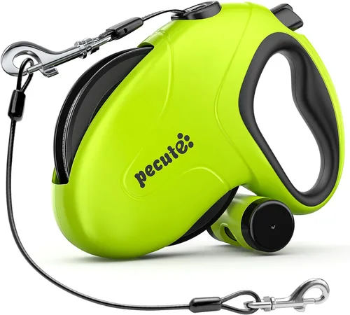 Miniatura 9 de Pecute Correa retráctil para perro de 32 pies con tiras reflectantes, sin enredos de 360°, control de un botón y material de nailon resistente