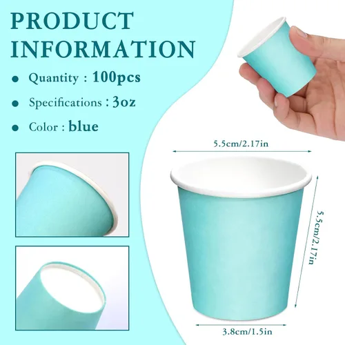 Miniatura 2 de Paquete de 100 vasos de baño de 3 onzas, vasos de papel desechables, vasos de papel para enjuague bucal, vasos de papel pequeños para baño, enjuague