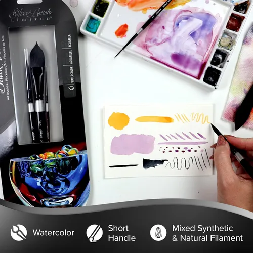 Miniatura 3 de Silver Brush Limited WC-3000S - Juego de acuarela Master de terciopelo negro, juego de 3 pinceles, forro de escritura tamaño 1, tamaño de lavado