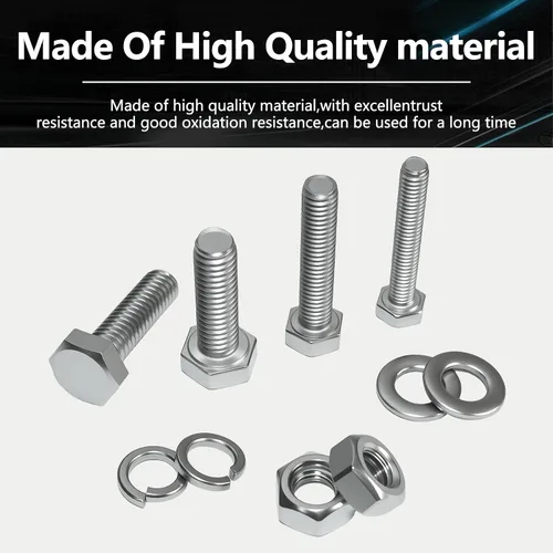 Miniatura 4 de Kit de 510 tornillos y tuercas M4 M5 M6 – Surtido de tornillos de cabeza hexagonal de acero inoxidable 304 con arandelas planas y de resorte, 15