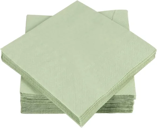 Miniatura 5 de 300 paquetes de servilletas de cóctel de 2 capas, servilletas de postre plegadas de 5 x 5 pulgadas, servilletas desechables para cena, boda, Verde