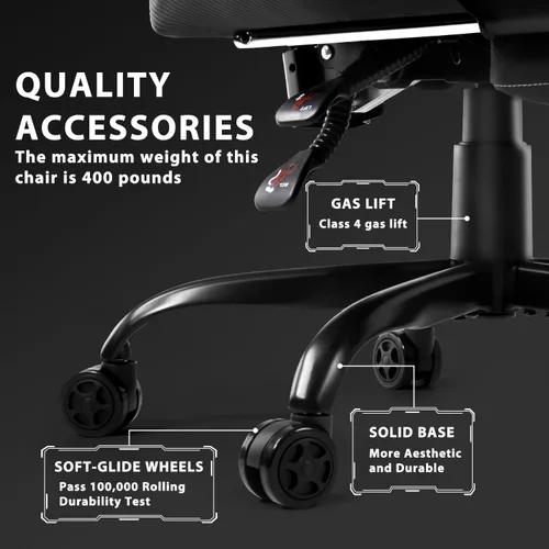 Miniatura 7 de VITESSE Silla Ergonómica de Videojuegos para Adultos, Silla de Computadora PC de 400 lbs, Silla de Oficina de Carreras, Silla Gamer Ajustable