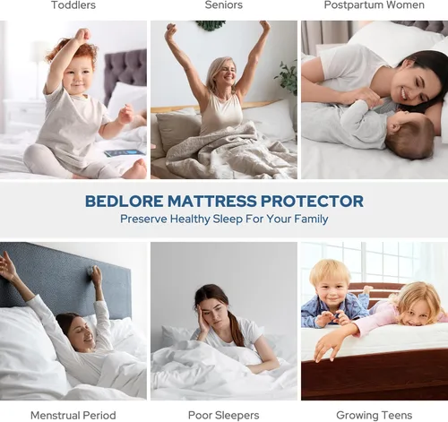 Miniatura 6 de BEDLORE Paquete de 2 protectores de colchón impermeables, tamaño individual con bolsillo profundo de 6 a 15 pulgadas de profundidad, funda