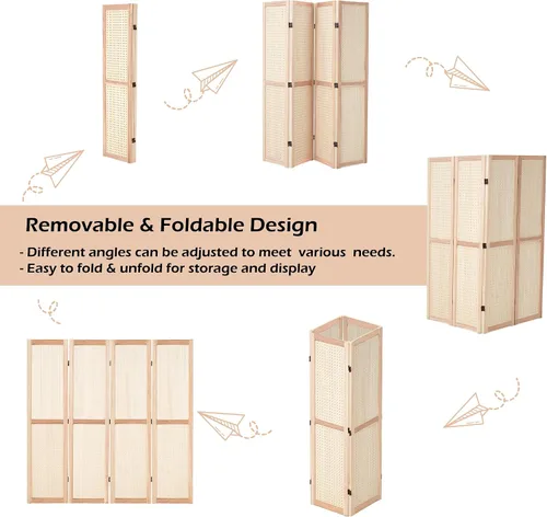 Miniatura 2 de Tablero de clavijas plegable de 4 paneles de 5 pies, divisor de habitación de madera, portátil, independiente, organizador para espectáculos
