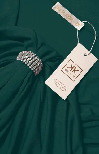 Miniatura 3 de KOH KOH Vestido largo con cuello en V y manga corta semiformal para mujer