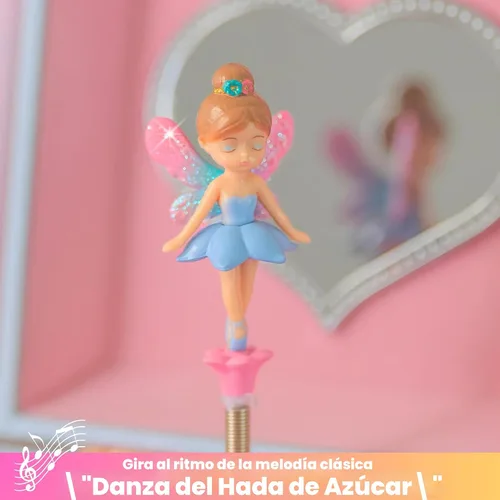 Miniatura 4 de Giggle & Honey Joyero musical de hadas para niñas, caja de música para niños con hada giratoria y espejo, regalos de cumpleaños de princesa