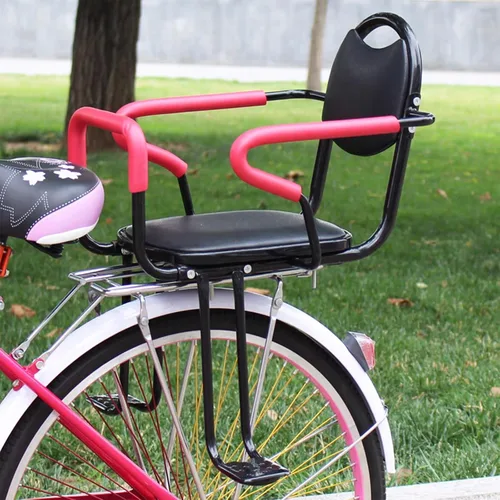 Miniatura 5 de Asiento de bicicleta para niños, marco trasero, silla de bicicleta para niños, soporte trasero con pasamanos y cinturón de seguridad para niños