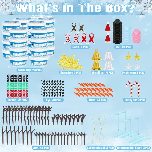 Miniatura 2 de EOBOH Paquete de 24 Kits para Construir un Muñeco de Nieve, Manualidades DIY de Muñeco de Nieve de Navidad para Niños al Por Mayor, Kit de Muñeco