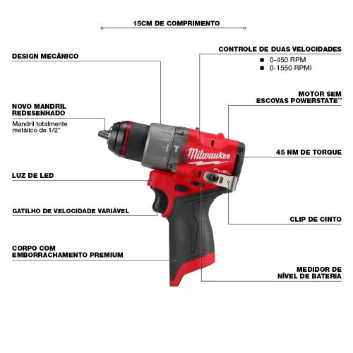 Miniatura 3 de Milwaukee Electric - M12 Fuel. Taladro percutor/desarmador de 1/2