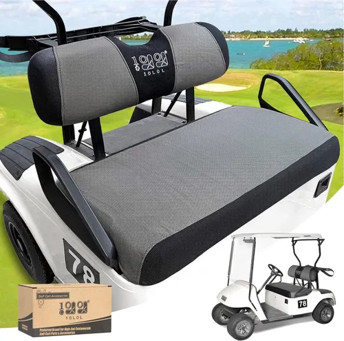 10L0L Golf Cart Seat Covers, Super Comfort Cooler Than Vinyl Seat Cover, Front and Rear Seat Cover for Yamaha EZGO Club Car, No Drilling Breathable
