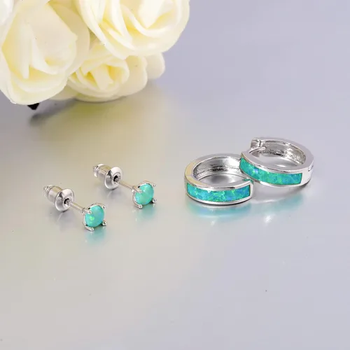 Miniatura 259 de CiNily Aretes Huggie de ópalo con bisagras, chapados en oro, hipoalergénicos, pequeños aretes de aro para mujeres, adolescentes, niñas, hombres