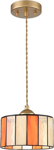 Miniatura 9 de Tiffany - Lámpara colgante de 5.5 pulgadas, cilindro de vitral, iluminación colgante de estilo vintage Tiffany, lámpara de techo colgante