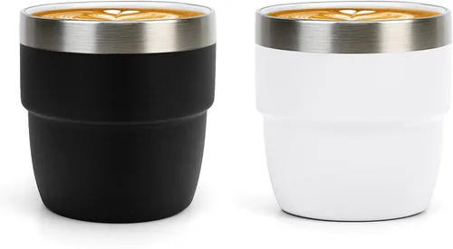 Miniatura 16 de Zenbo Tazas de Espresso/Café de 4 oz, Acero Inoxidable 18/8 con Revestimiento de Cerámica y Aislamiento al Vacío de Doble Pared, Apilables y Aptas