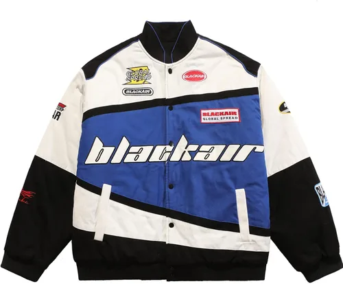 Aelfric Eden Chaqueta de motocicleta para hombre, chaqueta de béisbol Blackair Moto Varsity para mujer, abrigos vintage