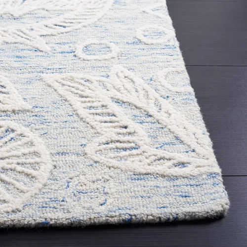 Miniatura 5 de SAFAVIEH Jardin Collection - Alfombra de pasillo, 2 pies 3 pulgadas x 8 pies, azul y marfil, lana floral hecha a mano, ideal para zonas de alto