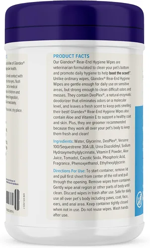 Miniatura 9 de Vetnique Glandex - Toallitas higiénicas para perros y gatos con vitamina E, acondicionadores para la piel y aloe (75 unidades)