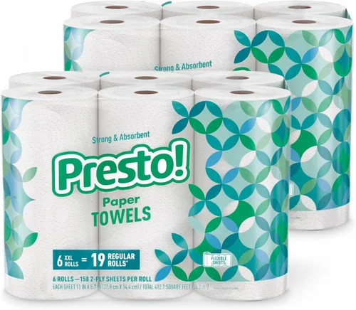 Miniatura 11 de Marca Amazon - Presto! Toallas de papel de cocina - Flex-a-Size, rollo familiar de 128 hojas, 16 rollos (8 paquetes de 2)