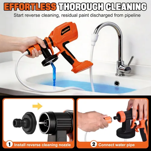 Miniatura 8 de Pulverizador de pintura para pintura de casa, pistola de pintura en aerosol HVLP de 800 W con 4 boquillas y 3 patrones, contenedor de aerosol