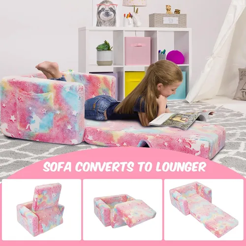 Miniatura 5 de SLIGUY Sofá para niños, silla infantil, sofá plegable para niños, sofá convertible para tumbona, sofá extraíble, sofá que brilla en la oscuridad