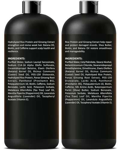 Miniatura 7 de INFINA ESSENTIALS Set de champú y acondicionador de proteína de arroz, 16 onzas líquidas cada uno, con aceite de batana y ginseng, fórmula