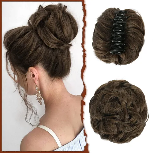 SOFEIYAN Pinza de Gancho Moño Desordenado de Cabello Sintéticico, Cabello Ondulado y Rizado, Pinza de Cabello en Gancho, Chignon, Cola de Caballo,