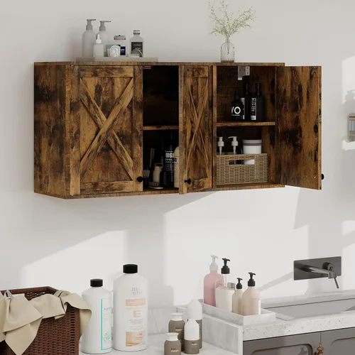 Miniatura 11 de YOURLITE Armario de lavandería, botiquín de medicina, almacenamiento de baño, cocina, organizador de pared con estantes sobre el inodoro, un juego