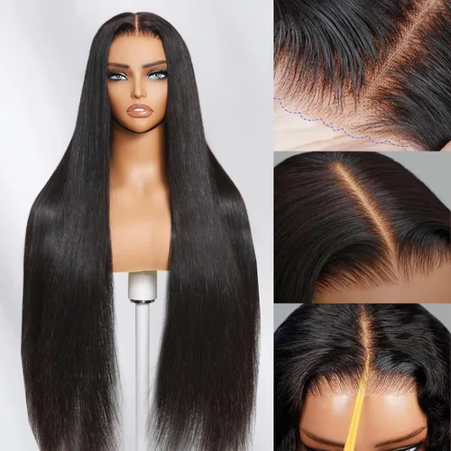 22 Inch Black Straight Wig Human Hair 220 Density Transparent Hd Glueless Wigs Human Hair Pre Plucked Pre Cut 9x6 Lace Front Wigs Wigs For Black