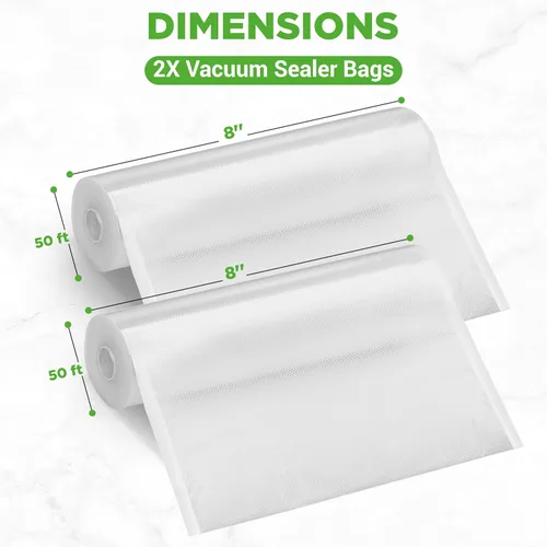 Miniatura 3 de NutriChef Bolsas selladoras al vacío de 8 x 50 pulgadas, paquete de 2 unidades compatibles con todas las marcas, grado comercial, resistentes