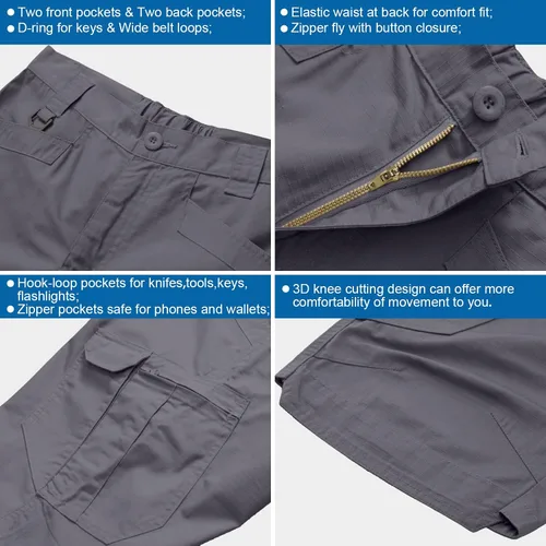 Miniatura 8 de Jessie Kidden Pantalones cortos tácticos para hombre, elásticos, para exteriores, resistentes al desgaste, rasgaduras, parada, trabajo, senderismo