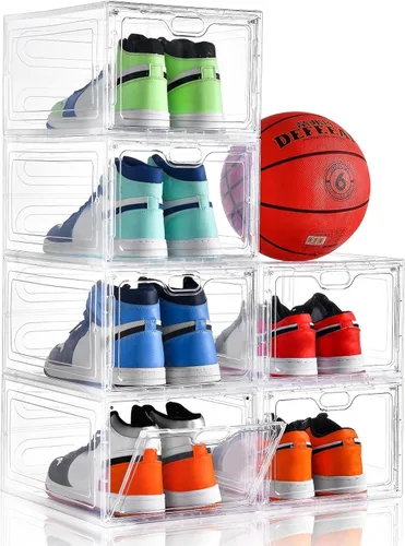 Miniatura 8 de INSTY Paquete de 12 cajas grandes de almacenamiento de zapatos, organizador de almacenamiento de zapatos transparente con puerta magnética