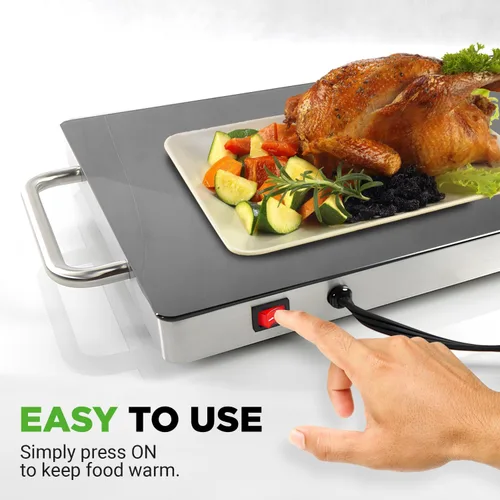 Miniatura 2 de NutriChef - Charola eléctrica para mantener los alimentos calientes con parte superior de vidrio negro - Ideal para el hogar, buffets, fiestas