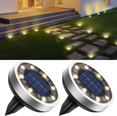 Miniatura 20 de btfarm 16 Pack Solar Lights Outdoor, 8 LED Solar Ground Lights IP65 Waterproof Flat Solar Disc Light, Pathway Lights for Garden Patio Yard Christmas