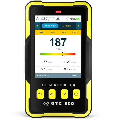 Detector de radiación nuclear GQ GMC-800 Geiger Counter USA Design Product US National Standard Pantalla LCD de gran color 5 tipos de alarma