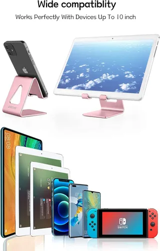 Miniatura 4 de Aoviho Paquete de soporte básico de aluminio para teléfono celular, color morado y oro rosa