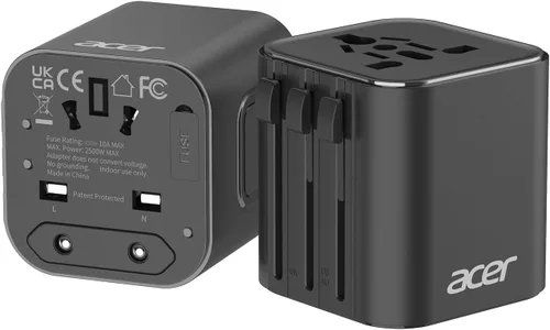 Miniatura 10 de Acer Adaptador de enchufe de viaje universal - Adaptador de corriente internacional con 5 puertos USB (3 USB C) 5.8A, cargador de salida mundial