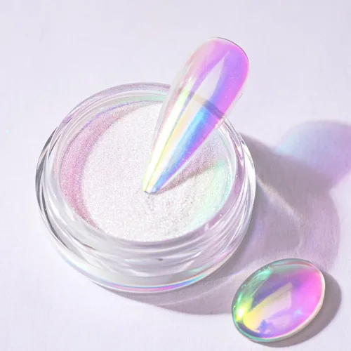 Miniatura 10 de Pretty Diva Polvo de uñas cromado Moonlight, polvo para uñas cromado de unicornio y sirena, polvo de uñas Aurora con efecto iridiscente, pigmento
