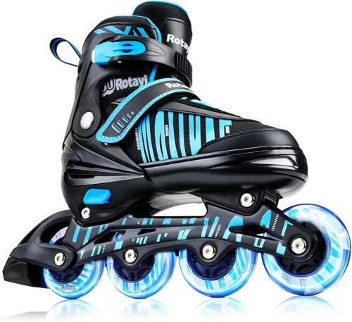 Miniatura 8 de Patines en línea ajustables para niñas y niños con ruedas de luz completa, divertidas cuchillas iluminadoras para principiantes, para niños, Blanco
