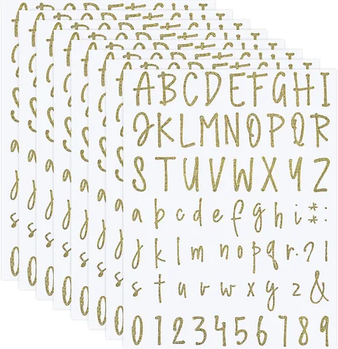Miniatura 10 de Sepamoon 552 calcomanías de letras, 8 hojas autoadhesivas de vinilo del alfabeto, calcomanías de números de buzón impermeables para manualidades