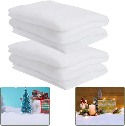 Miniatura 8 de Cosweet 1 paquete de manta de nieve falsa de 3 x 8 pies, hoja de nieve sintética gruesa de Navidad, rollo de nieve artificial para manualidades