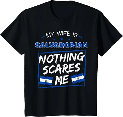 Miniatura 49 de Camiseta con la bandera de raíces salvadoreñas de El Salvador My Wife Is Salvadoran Roots, Negro