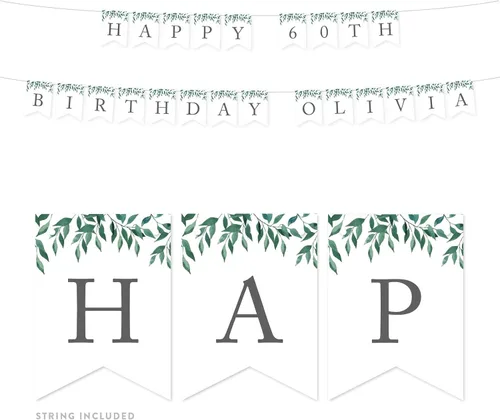 Miniatura 12 de Andaz Press Decoración de pancarta de hojas verdes naturales para fiesta de cumpleaños, 75 años de amor, aproximadamente 5 pies, 1 juego, decoración