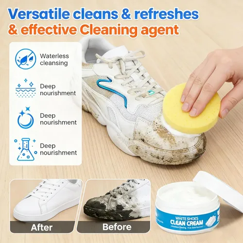 Miniatura 3 de Crema limpiadora de zapatos blanca, multiusos, sólida, sin lavado, viene con esponja limpiadora de crema blanca