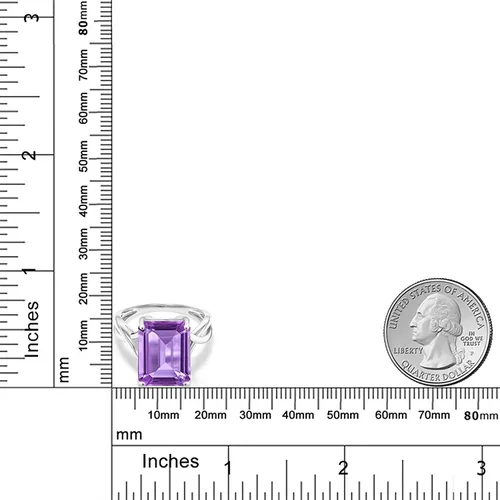 Miniatura 5 de Gem Stone King Anillo de compromiso de oro blanco de 10 quilates con amatista morada para mujer