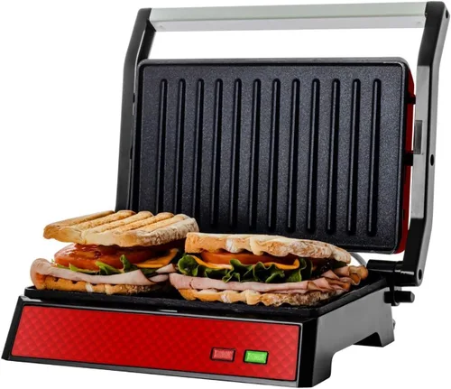 Miniatura 15 de OVENTE - Parrilla eléctrica para panini con placas antiadherentes, luces indicadoras LED, control de termostato, sandwichera compacta perfecta