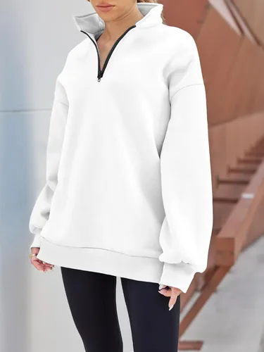 Miniatura 2 de Trendy Queen Womens Oversized Sweatshirts Hoodies Half Zip Pullover Fall Fashion Outfits 2023 Y2k Clothes