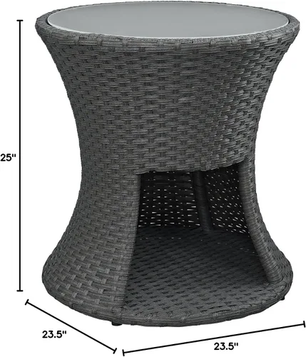 Miniatura 3 de Modway Sojourn - Mesa auxiliar de mimbre para patio al aire libre, color chocolate