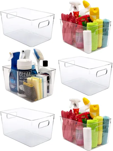 Contenedores de almacenamiento de plástico transparente, perfectos para la organización de la cocina o la organización y almacenamiento de la