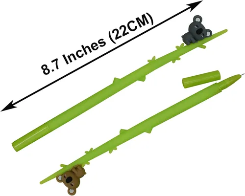 Miniatura 2 de Maydahui 9 bolígrafos de koala para escalar árboles, lindos bolígrafos de dibujos animados de animales de silicona suave tinta negra para fiestas